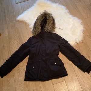 Banana Republic Hooded Coat Size Small Fur Hood